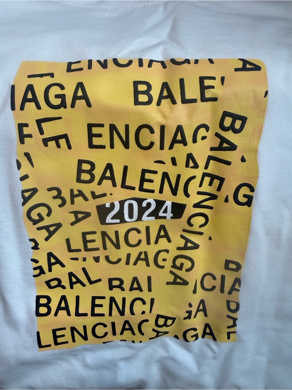 Balenciaga White Crewneck Tee with Branded Tag